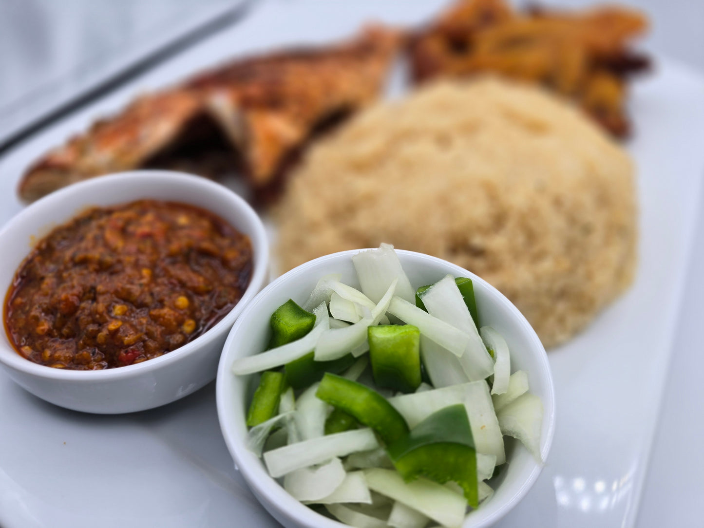 Fish, Fried Plantain, and Attieke - African Lantern